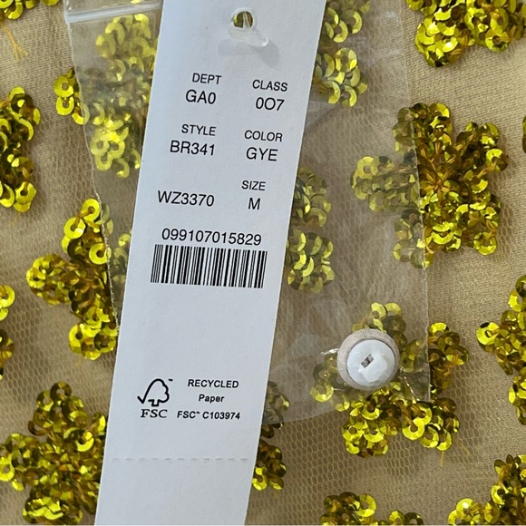 J. Crew Collection Sleeveless Yellow Sequin Flowers Tank Top M NWT ($198) - Picture 6 of 8